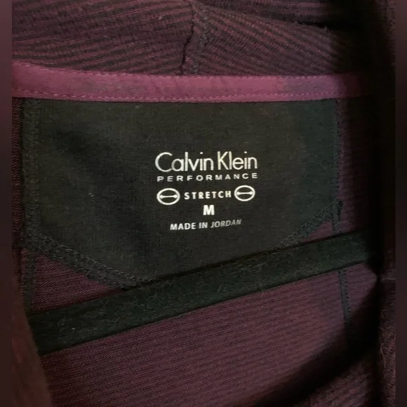 Calvin Klein Performance Stretch Striped Plum Pullover Cowl Neck Sweatshirt, Med - Picture 3 of 6